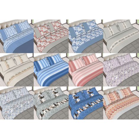 Completo Lenzuola Letto In 100% Cotone Made In Italy Varie Fantasie C.N, misuraPiazza E MezzacoloreCristal Rosa (1/5)