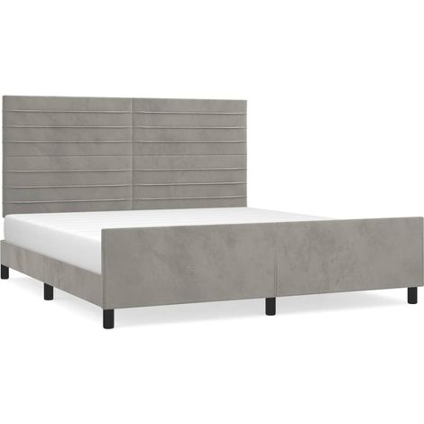Maison Exclusive - Giroletto con Testiera Grigio Chiaro 180x200 cm in Velluto (1/5)