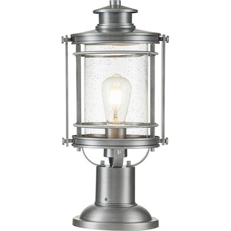 Lampadaire verre aluminium E27 IP44 hauteur 46,6 cm brossé lampadaire maritime rond