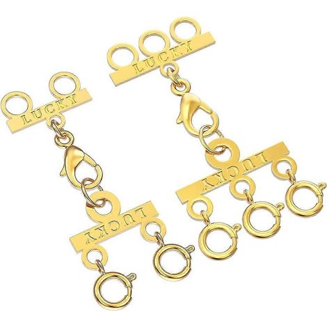 Fermoir pour colliers empilables, connecteur de collier plaqué or, utilisé pour relier plusieurs colliers et créer un effet d'empilement. (1/5)