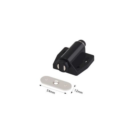 Aimant Porte Placard, Loquets Magnétiques par Pression Aimant Porte Meuble pour Ouvrir et Fermer la Porte de Meuble Armoire Placard avec une Seule Touche (noir) 12pcs