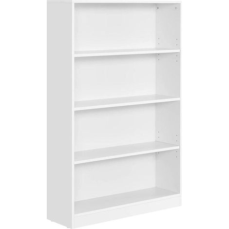 Libreria Mobile a 4 Ripiani con Ripiani Regolabili in Altezza per Soggiorno Camera da Letto Ufficio 80 x 24 x 121,5 cm Bianco 120003484
