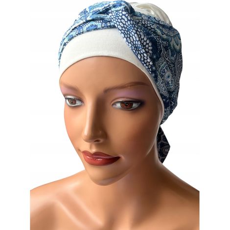 Turban de printemps pour femme Lena écru-307, foulard doux, également après chimiothérapie (1/5)