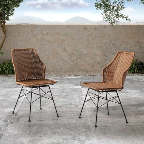 2er-Pack Paola Ess- oder Gartenstühle aus Rattan/Schwarz (1/5)