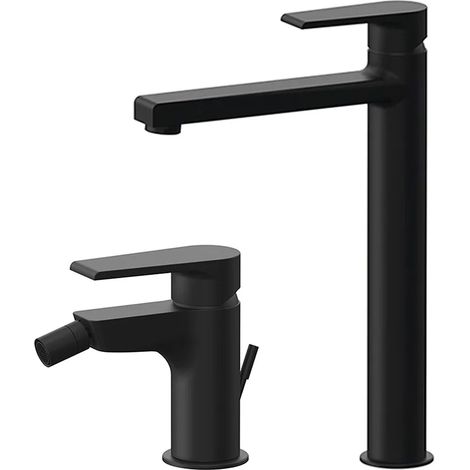 Set miscelatori lavabo alto e bidet nero opaco Mariani serie Artic (1/5)