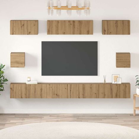 TV-Schrankset Wandmontiert 8 pcs Artisan-Eiche Holzwerkstoff