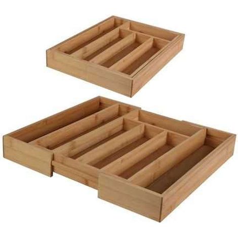 Range-couverts extensible en bambou 7 compartiments (1/3)