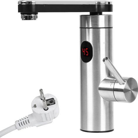 Grifo eléctrico con calefacción, 220 V, 3300 W, acero inoxidable 304, agua caliente directa, giro de 360 grados, grifo de cocina, pantalla LED de temperatura, fregadero de una mano para cocina y baño. (1/5)