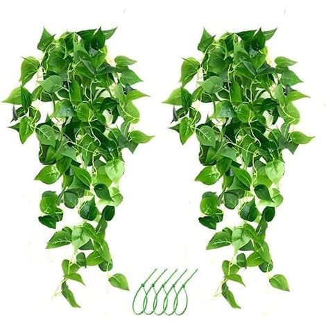 Lot de 2 plantes artificielles à suspendre - Pour jardin, mariage, balcon, terrasse, panier suspendu, intérieur et extérieur (1/5)