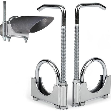 Collier D'échappement En 2 Pièces, Acier Inoxydable Colliers En U Robustes Universel Avec Support Type Selle ø 70 mm / 2,75 Po Pour Tuyaux D'échappement De Voitures Et Camions (1/5)