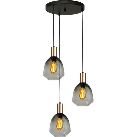 Suspension loft 3 lumières - or - Porto avec des lunettes vertes Nicolette - 2712-05-02-35-3-14 (1/3)