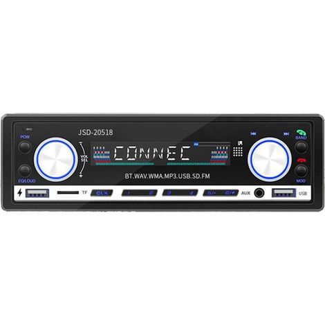 C Autoradio bluetooth mains libres récepteur radio 4x50w lecteur multimédia usb/tf/fm/aux/wma/wav/mp3 player bass autoradio noir