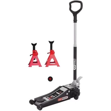 Lot d'un cric extra-bas acier ULTIMATE 2t + Chandelles 2t  - KS TOOLS - 161.0367-A2