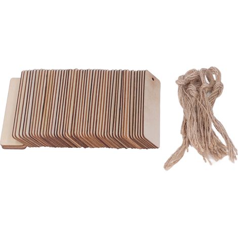 Lot de 50 marque-pages vierges en bois (12 x 3,3 cm), rectangulaires, bords arrondis, finition brillante, parfaits pour la création de marque-pages ou la confection de cadeaux. (1/5)
