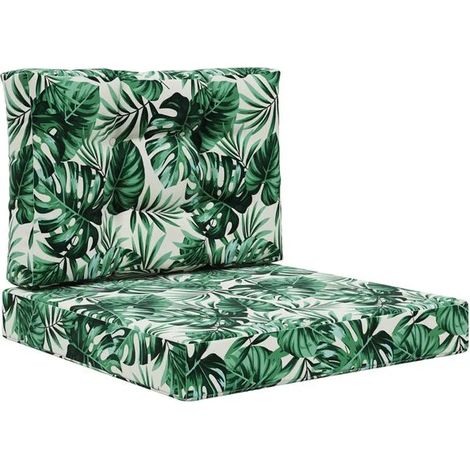 Ensemble de deux coussins pour canapé d'extérieur, motif feuilles, en polyester. (1/5)