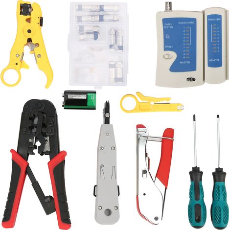 Kit professionnel de testeur de câble réseau, pince à sertir et outils de réparation pour maintenance informatique (1/5)