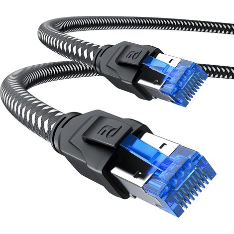 Câble réseau Cat 8.1 40Gbits - Câble Ethernet Cat 8 LANGigabit 40Gbps 50cm - Câble de Patch 0,5 m - S/FTP PIMF RJ45 - Compatible Cat 5 CAT 6 CAT 7 Modem routeur Switch PC Box - Noir (1/5)