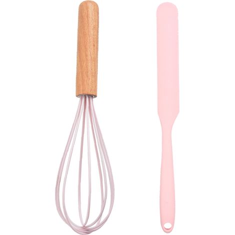 Ensemble Ustensiles Cuisine - Silicone Et Bois De Hêtre - Résistant Chaleur Anti-Rayures - Pour Casseroles Antiadhésives - Lot De 2 Pièces (1/5)