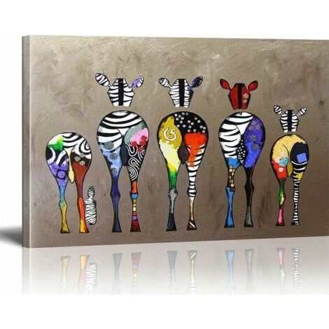 Toile Tableau Zebra Herd Colourful Rears Street Art Graffiti Toile Art Décor Impression sur Toile Tableau Décoration murale salon moderne n'inclus pas Cadre( 40x50cm ) (1/5)