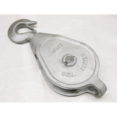 1 Ton 6" GMI Single Block With Swivel Hook Galvanised - 24MM Fibre Rope Safety Lifting (1/2)