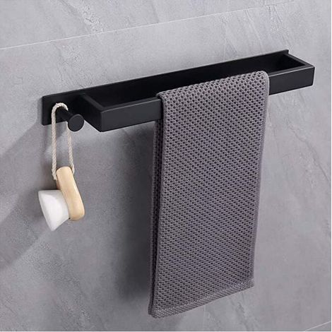 Toallero de acero inoxidable 304 sin orificio para baño, toallero de barra individual para baño, accesorios de baño, toallero colgante (1/5)