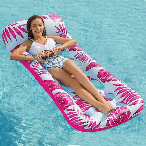 Piscine gonflable avec appui-tête Lit flottant poreux gonflable pour activités aquatiques en plein air 18585CM (rouge) (1/5)