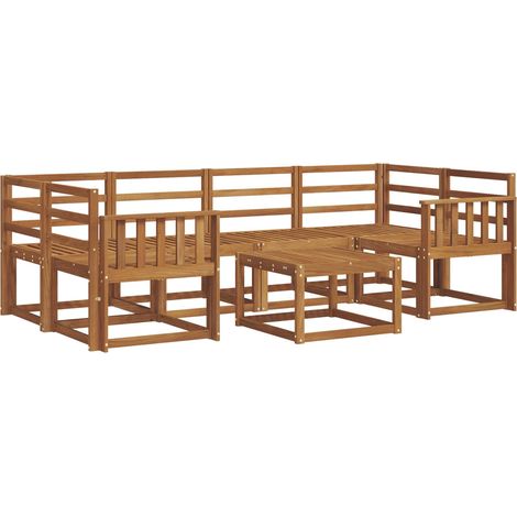 Set di divani da esterno 7 pz Naturale Legno di Acacia Massello vidaXL (1/5)