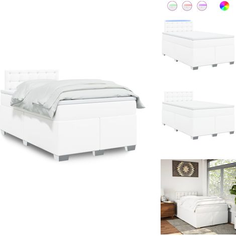 Sommier à lattes de lit avec matelas blanc 120x190cm similicuir - Sommier À Lattes De Lit - Sommiers À Lattes De Lit - Lit - Meuble De Chambre À Coucher (1/5)