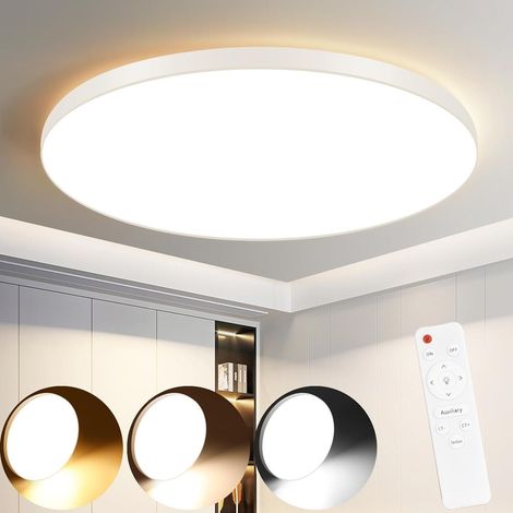GBLY Deckenlampe LED Deckenleuchte Flach - Schlafzimmerlampe Dimmbar Kellerlampe Badlampe 30W IP44 Küchenlampe Flurlampe Ø28cm Rund Flach Badezimmerlampe mit Fernbedienung Wohnzimmer Bad Büro küche
