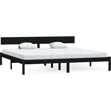 Maison Exclusive - Massivholzbett Schwarz Kiefer 180x200 cm (1/5)