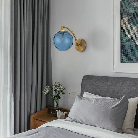 Applique murale ronde en verre, applique d'extérieur aux couleurs chaudes, luminaire mural bleu foncé 3000K, Luminaire (1/5)