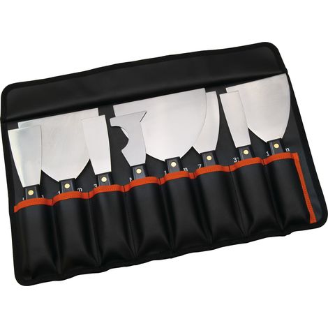 Trousse de couteaux américains en nylon – 7 lames inox 31 à 152 mm + couteau multi-usage acier – Étui lavable et résistant