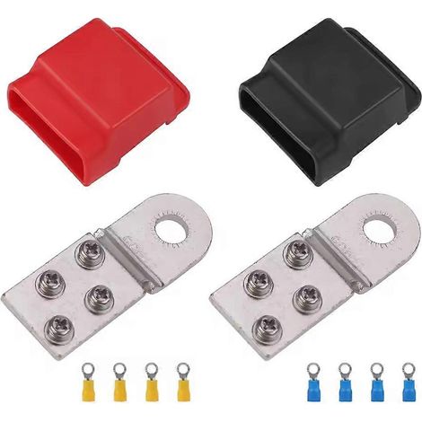 Bornier à montage avec couvercle isolant 32 V 100 A CC pour connexion électrique positive et négative dans une batterie automobile (1/5)