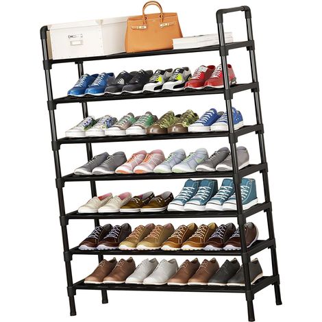 7-stöckiges, hohes Schuhregal, platzsparend, staubdicht, stabil, zur Aufbewahrung von Schuhen, für Eingangsbereich, Kleiderschrank, Schlafzimmer, Garderobe (1/5)
