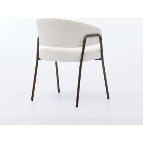 Fauteuil moderne en chenille – Fauteuil de détente rembourré avec pieds en métal finition laiton antique, idéal pour cuisines et salles à manger (unité individuelle) – Beige (1/5)