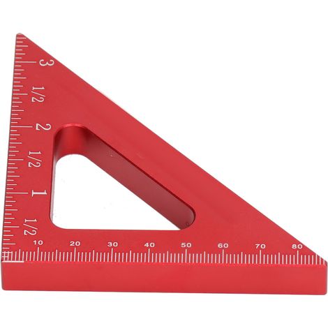 Équerre de menuisier triangulaire, outil de mesure en pouces et en millimètres, angle de 90° et 45° (1/5)