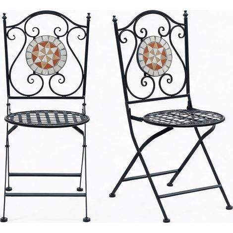 Chaise de jardin en métal y piedra de mosaico 50 x 40 x 94,5 cm (1/5)