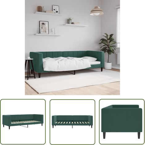vidaXL Lit de repos sans matelas vert foncé 80x200 cm velours (1/5)