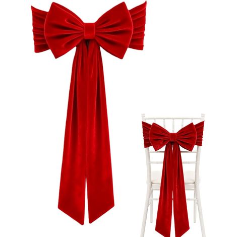 Ruban de Chaise 30 x 74 cm Ruban Ceinture pour Chaise Rouges de Noël pour Décoration Salle à Manger Fêtes Cuisine Mariage Couronne Banquet Intérieur (1/5)