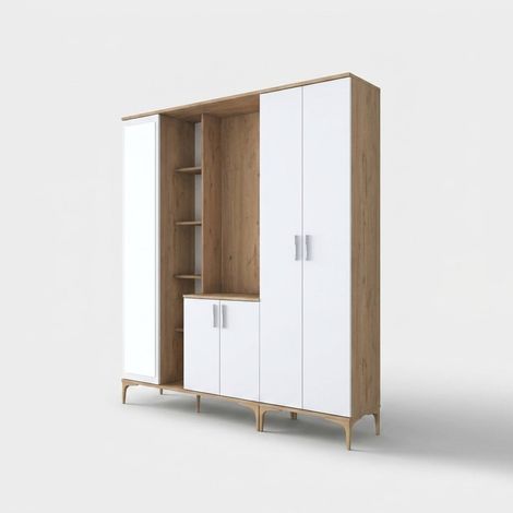Garderobenschrank für den Eingangsbereich mit Spiegel und Kleiderhaken Orion (1/4)