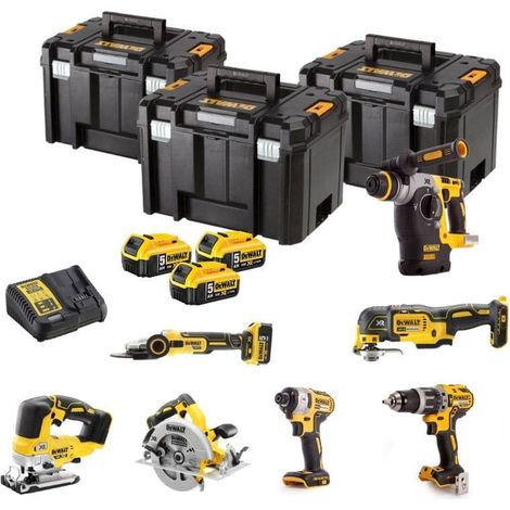 Pack 7 utensili 18V (3x5,0 Ah) in 3 valigette TSTAK - DEWALT DCK755P3T