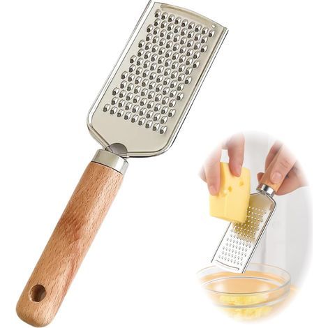 Manual Cheese Grater for Hard Cheeses, Parmesan Grater, Citrus Zester, Stainless Steel with Ergonomic Beech Wood Handle, 22.5 x 5.6 x 1.8 cm for Kitchen (1/5)