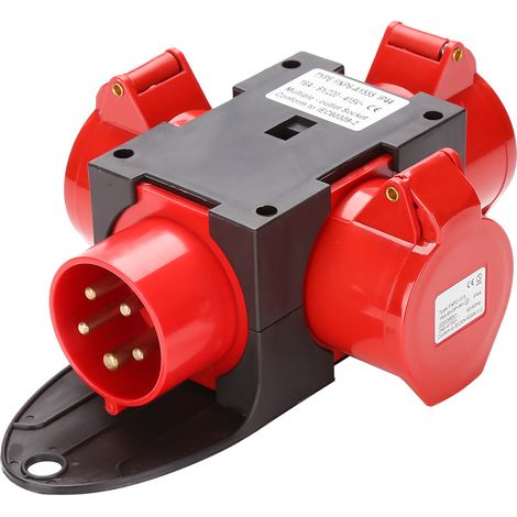 Jiubiaz Stromverteiler Baustromverteiler CEE Verteiler Kraftstrom IP44 für Baustelle 3 x CEE 400V / 16A Steckdose 5P