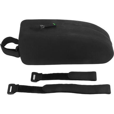 Sacoche de cadre de vélo noir imperméable, grande et portable pour VTT et vélo de route, fixable au guidon ou au tube horizontal. (1/5)