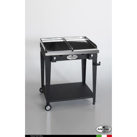 Grill 8.6 Inox  Piastra liscia - Grigio antracite - Senza portapiatti - Senza paraschizzi - Con kit mensola e ruote - barbecue, griglia, giardino, carne, a gas, acciaio made in Italy (1/3)