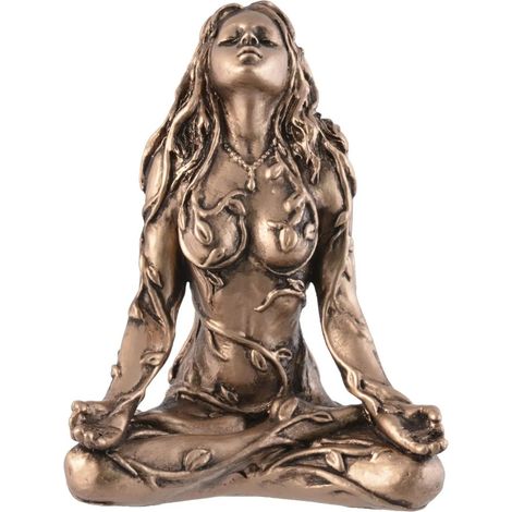Gaïa, déesse de la Terre, en position de Lotus, les yeux fermés - Veroni Bronze (1/5)