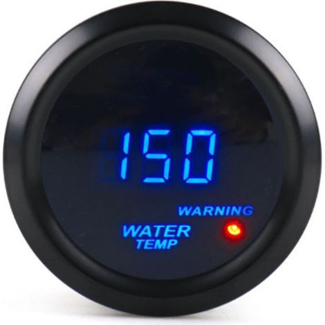 Manomètre de température d’eau automobile 2 pouces (52 mm) 12V universel, affichage numérique LED bleue pour course, unité °C (1/4)