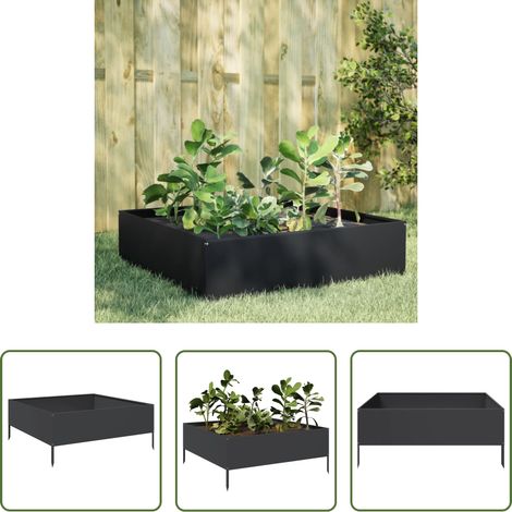 Gartenbeet -  Hochbeet Schwarz 100x100x25 cm Stahl (1/5)