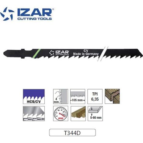 lame de scie sauteuse Izar T344D coupe rapide longue 132mm TPI6.35 (x3)