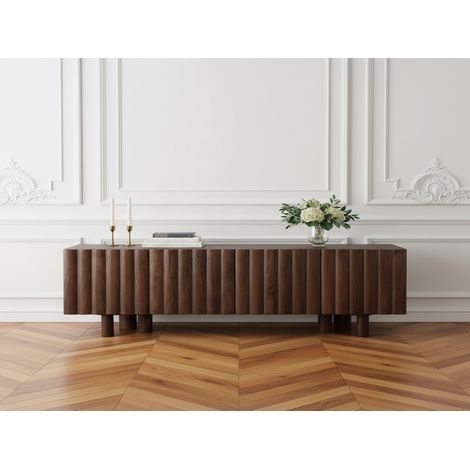 BOBOCHIC - Meuble TV 4 portes 160 cm GABRIEL bois massif de manguier   Marron foncé
